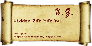 Widder Zétény névjegykártya